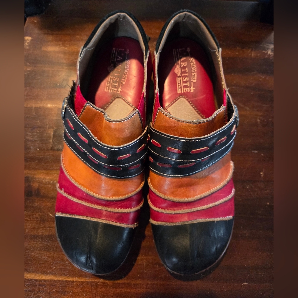 L’Artiste Sherbet Clogs EU40/US 9 |Hand-Painted Leather|Boho Comfort|Spring Step - Picture 4 of 6